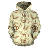 Windmill Wheat Pattern Zip Up Hoodie