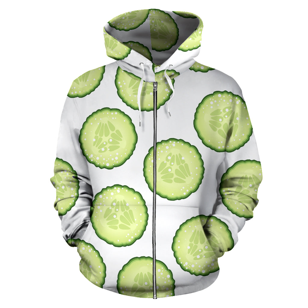 Cucumber Slices Pattern Zip Up Hoodie