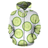 Cucumber Slices Pattern Zip Up Hoodie