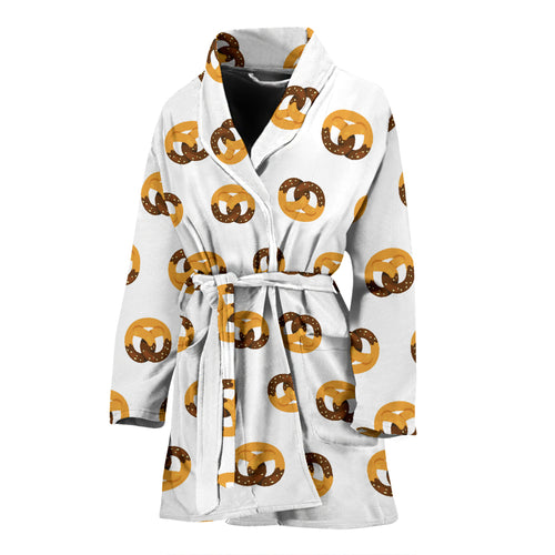 Pretzels Pattern Print Design 02 Women's Bathrobe