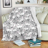 Cute French Bulldog Head Pattern Premium Blanket