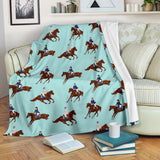 Horses Running Horses Rider Pattern Premium Blanket