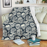 Sugar Skull Black White Pattern Premium Blanket