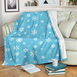 Snowflake Pattern Blue Background Premium Blanket