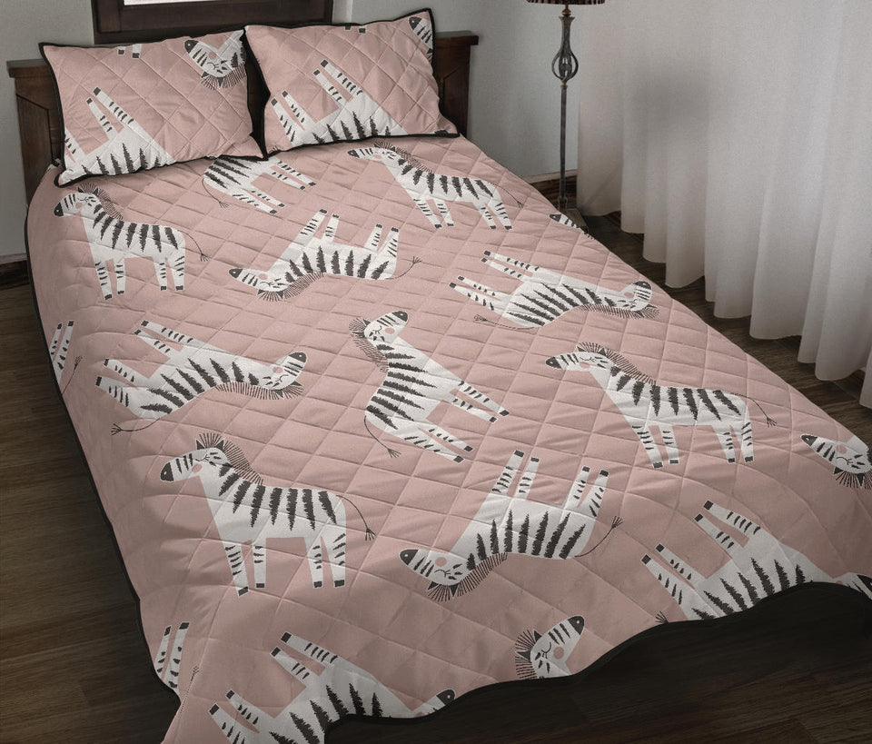 Cute zebra pattern Quilt Bed Set