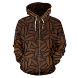 Coffee Bean Pattern Zip Up Hoodie