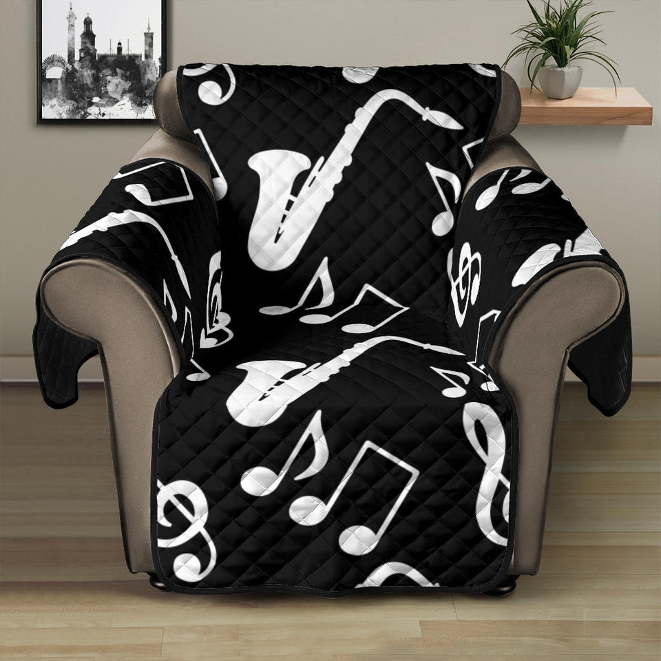 Saxophone music notes treble clef black white theme Recliner Cover Protector