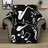 Saxophone music notes treble clef black white theme Recliner Cover Protector