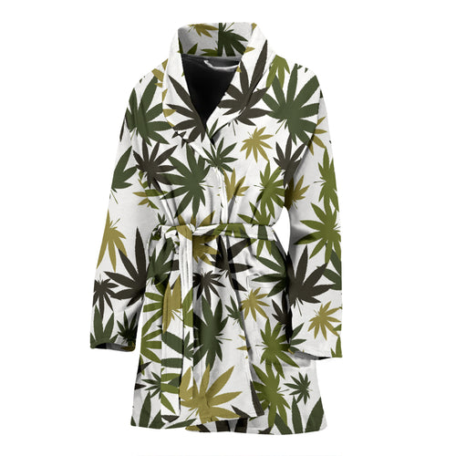 Canabis Marijuana Weed Pattern Print Design 05 Women's Bathrobe