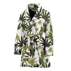Canabis Marijuana Weed Pattern Print Design 05 Women's Bathrobe