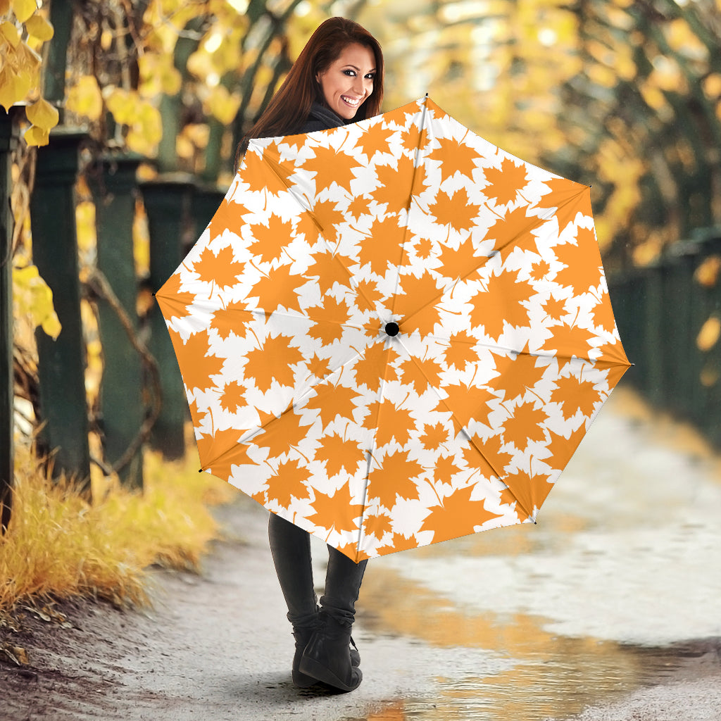 Orange Maple Leaf Pattern Umbrella