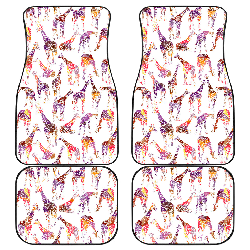 Giraffe Pattern Print Design 02 Front and Back Car Mats