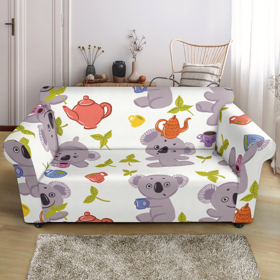 Cute Koalas Teapots Tea Loveseat Couch Slipcover