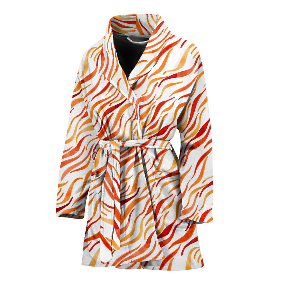 Fire Flame Watercolor Pattern Women'S Bathrobe