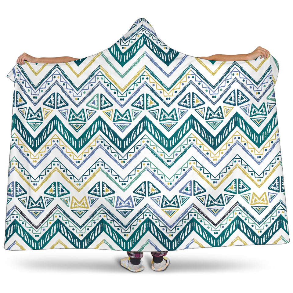 Zigzag  Chevron Paint Design Pattern Hooded Blanket