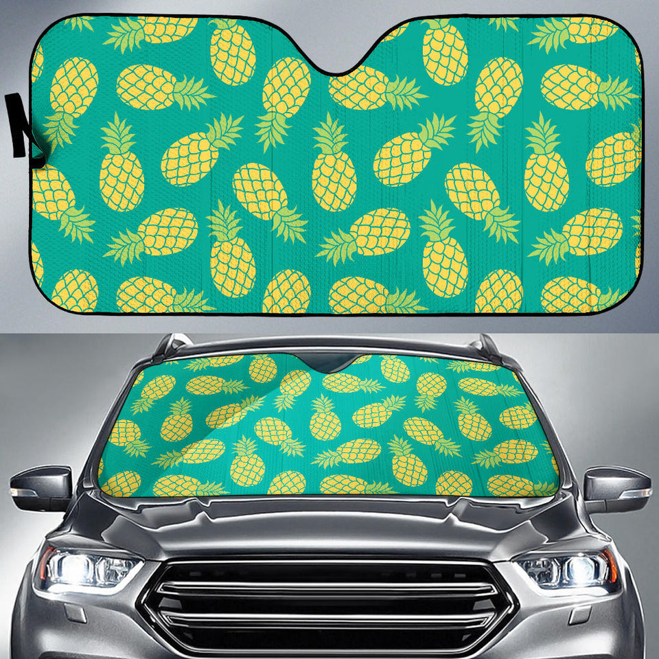 Pineapples Pattern Green Background Car Sun Shade