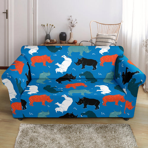 Colorful Rhino Pattern Loveseat Couch Slipcover