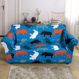 Colorful Rhino Pattern Loveseat Couch Slipcover