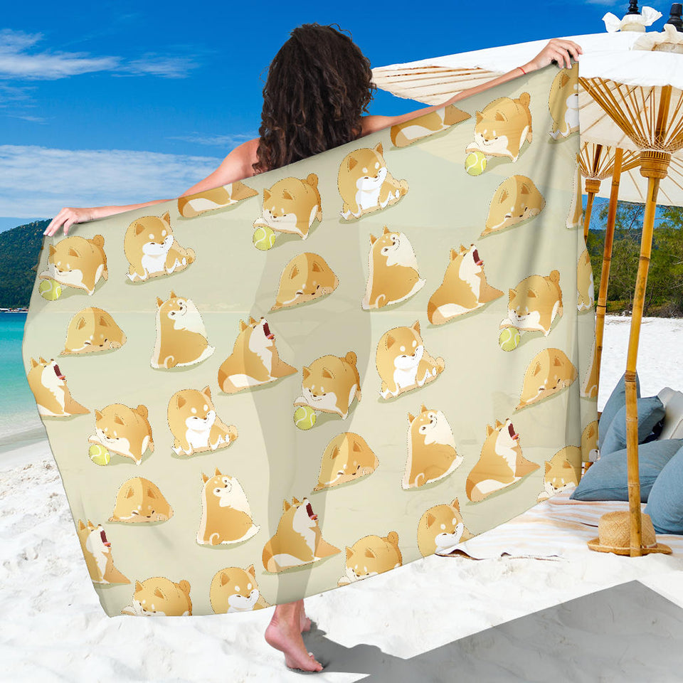Cute Fat Shiba Inu Dog Pattern Sarong