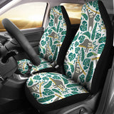 Cute Sloths Tropical Palm Leaves White Background  Universal Fit Car Seat Covers