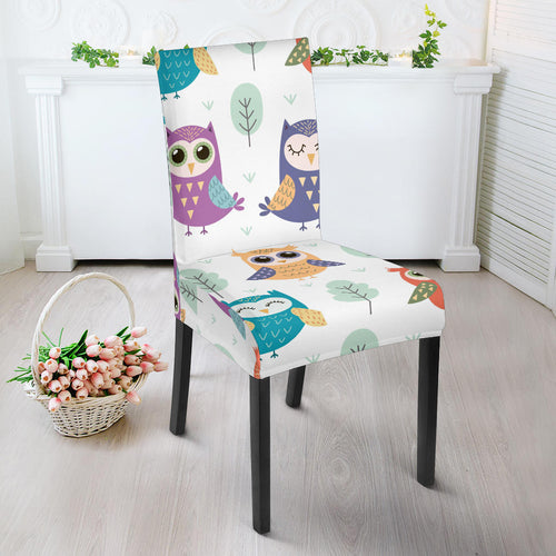 Cute Owl Pattern Dining Chair Slipcover