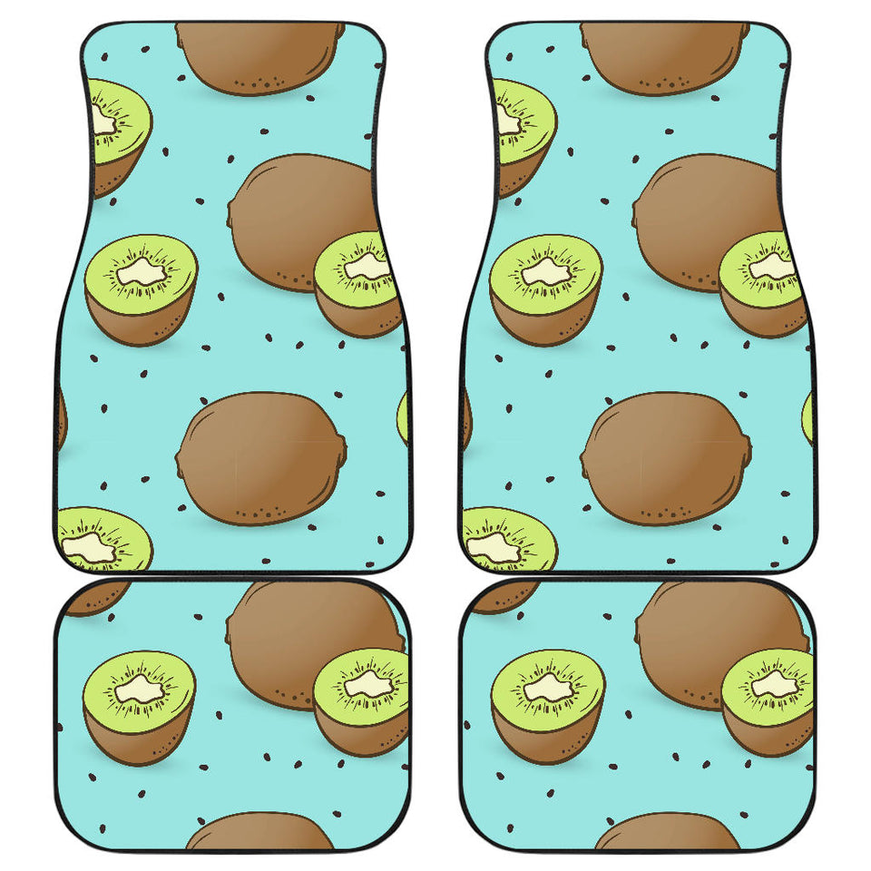 Kiwi Blue Background Front And Back Car Mats