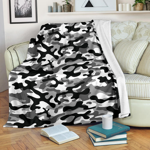 Black White Camo Camouflage Pattern Premium Blanket