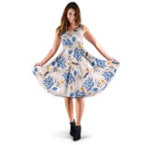 Cute Peacock Pattern Sleeveless Midi Dress