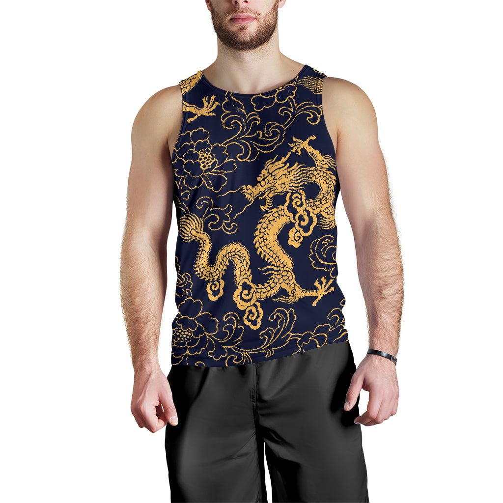 Gold dragon pattern Men Tank Top