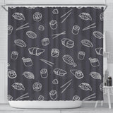 Sushi Pattern Black Background Shower Curtain Fulfilled In US