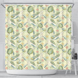 Hand Drawn Sea Turtle Fish Pattern Shower Curtain Fulfilled In US