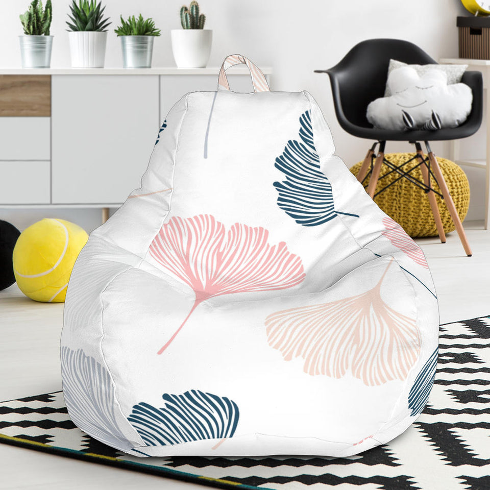 Black Gray Cream Coral Ginkgo Leaves Pattern Bean Bag Cover