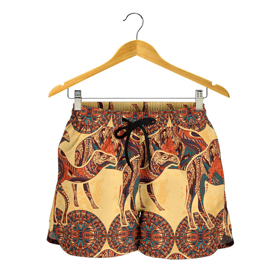 Camel Polynesian Tribal Design Pattern Women Shorts