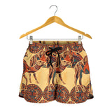 Camel Polynesian Tribal Design Pattern Women Shorts