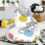 Siberian Husky And Colorful Circle Pattern Bean Bag Cover