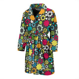 Gear Pattern Print Design 03 Men's Bathrobe