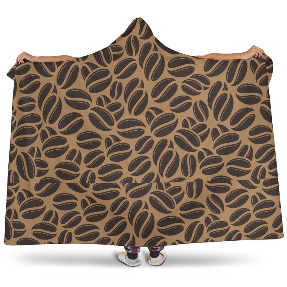 Coffee Bean On Brown Background Hooded Blanket