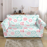 Clock Time Pattern Blackground Loveseat Couch Slipcover