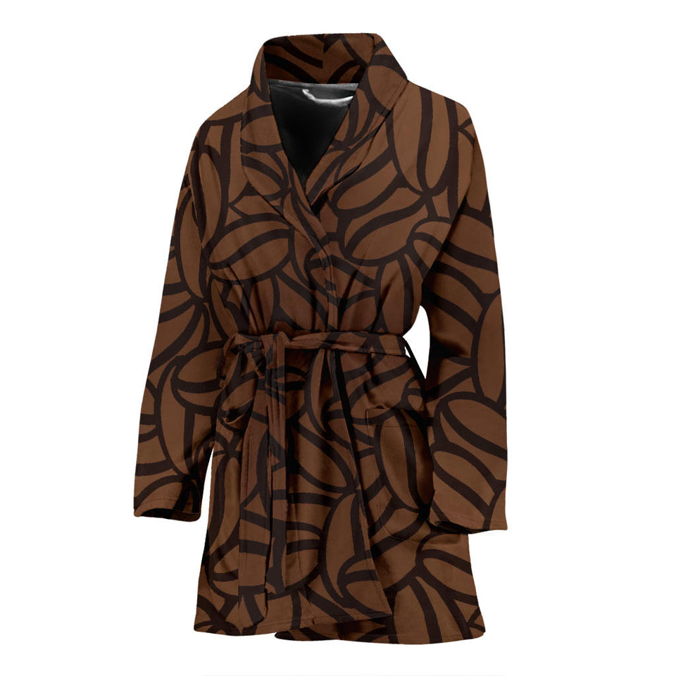 Coffee Bean Pattern Women'S Bathrobe
