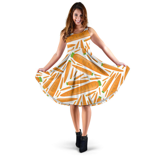 Carrot Pattern Print Design 02 Sleeveless Midi Dress