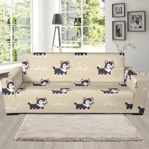 Cute Siberian Husky Sofa Slipcover