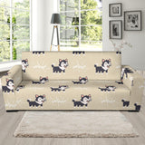 Cute Siberian Husky Sofa Slipcover