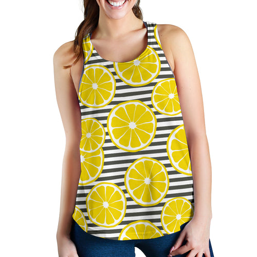 slice of lemon design pattern Women Racerback Tank Top