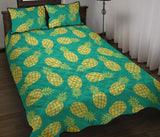 Pineapples pattern green background Quilt Bed Set