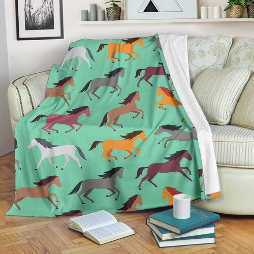Colorful Horses Pattern Premium Blanket