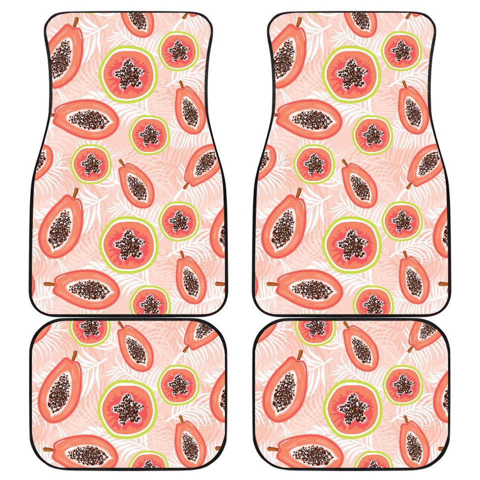 Papaya Leaves Pattern Front And Back Car Mats