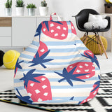 Strawberry Pattern Blue Lines Background Bean Bag Cover