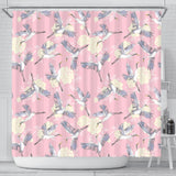 Japanese Crane Rose Pattern Shower Curtain Fulfilled In US