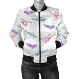 Helicopter Plane Pattern Women'S Bomber Jacket