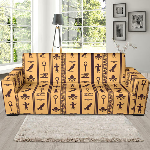 Egypt Hieroglyphics Pattern Print Design 02 Sofa Slipcover